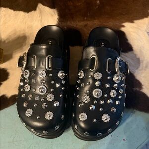 Elegant Black Studded Wedge Shoes